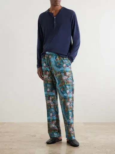 Derek Rose Ledbury 100 Printed Cotton Pyjama Trousers - Men | Thumbnail 2 Derek Rose Ledbury 100 Printed Cotton Pyjama Trousers - Men | Thumbnail 2