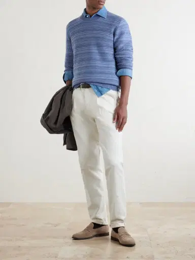 Canali Striped Wool and Cashmere-Blend Sweater - Men | Thumbnail 2 Canali Striped Wool and Cashmere-Blend Sweater - Men | Thumbnail 2