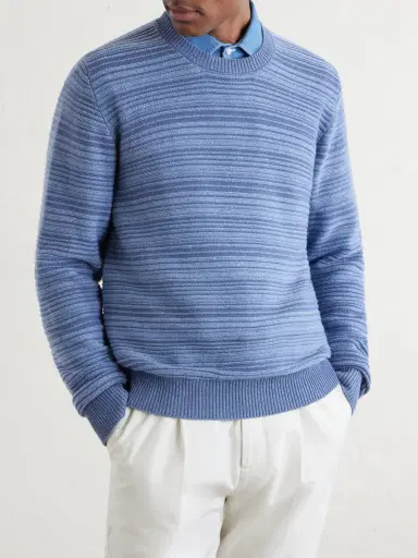 Canali Striped Wool and Cashmere-Blend Sweater - Men | Thumbnail 3 Canali Striped Wool and Cashmere-Blend Sweater - Men | Thumbnail 3