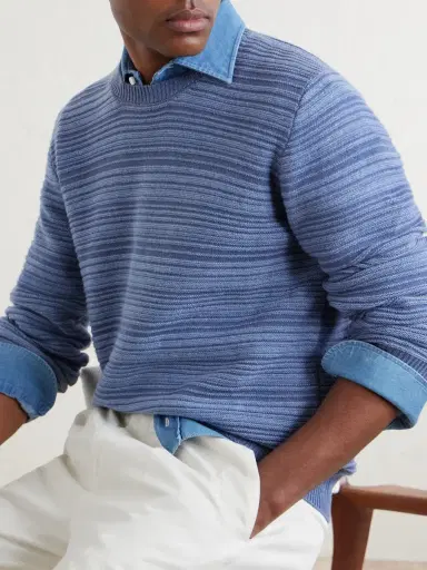 Canali Striped Wool and Cashmere-Blend Sweater - Men | Thumbnail 5 Canali Striped Wool and Cashmere-Blend Sweater - Men | Thumbnail 5