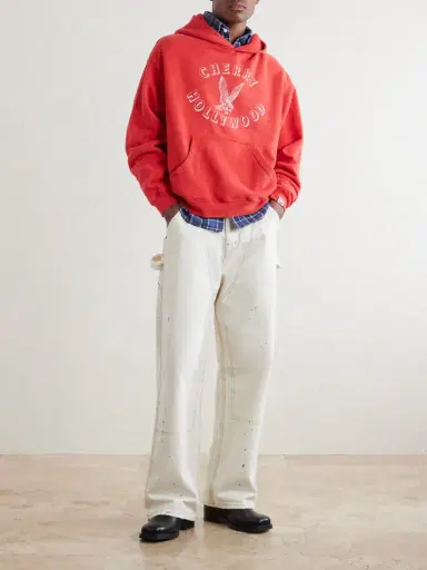 Cherry Los Angeles Logo-Print Cotton-Jersey Hoodie - Men | Thumbnail 2 Cherry Los Angeles Logo-Print Cotton-Jersey Hoodie - Men | Thumbnail 2