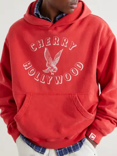 Cherry Los Angeles Logo-Print Cotton-Jersey Hoodie - Men | Thumbnail 5 Cherry Los Angeles Logo-Print Cotton-Jersey Hoodie - Men | Thumbnail 5