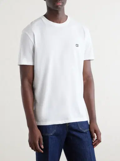 Valentino Garavani Logo-Embroidered Cotton-Jersey T-Shirt - Men | Thumbnail 3 Valentino Garavani Logo-Embroidered Cotton-Jersey T-Shirt - Men | Thumbnail 3
