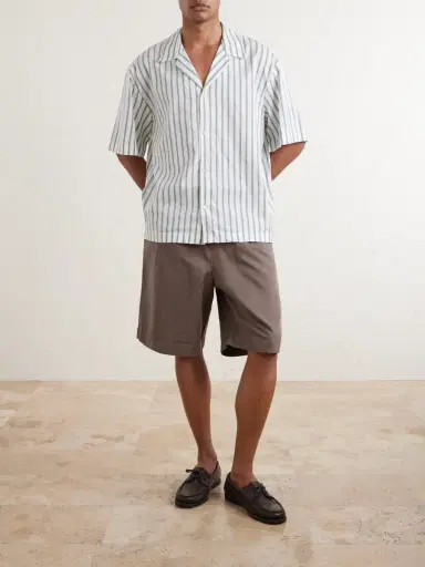 A Kind Of Guise Samata Camp-Collar Striped Cotton, Silk and Linen-Blend Shirt - Men | Thumbnail 2 A Kind Of Guise Samata Camp-Collar Striped Cotton, Silk and Linen-Blend Shirt - Men | Thumbnail 2