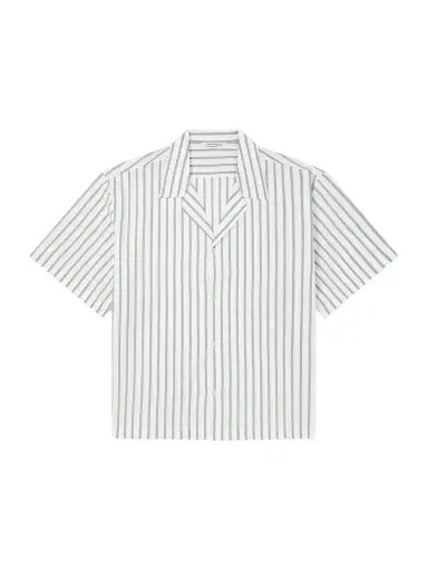 A Kind Of Guise Samata Camp-Collar Striped Cotton, Silk and Linen-Blend Shirt - Men | Thumbnail 1 A Kind Of Guise Samata Camp-Collar Striped Cotton, Silk and Linen-Blend Shirt - Men | Thumbnail 1