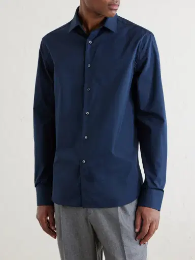 Canali Classic-Collar Cotton-Poplin Shirt - Men | Thumbnail 5 Canali Classic-Collar Cotton-Poplin Shirt - Men | Thumbnail 5