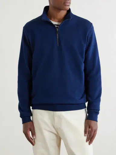 Derek Rose Quinn Cotton and Modal-Blend Jersey Half-Zip Sweatshirt - Men | Thumbnail 3 Derek Rose Quinn Cotton and Modal-Blend Jersey Half-Zip Sweatshirt - Men | Thumbnail 3