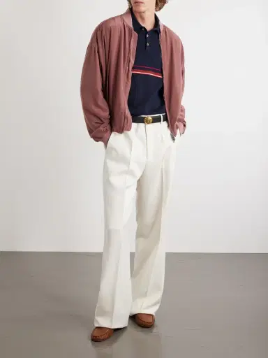 Versace Logo-Embroidered Striped Cotton Polo Sweater - Men | Thumbnail 2 Versace Logo-Embroidered Striped Cotton Polo Sweater - Men | Thumbnail 2