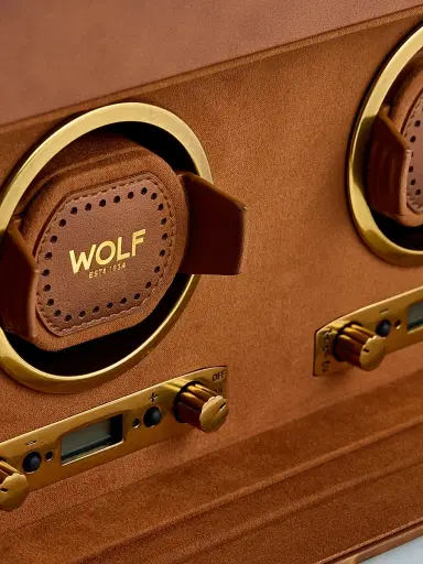 Wolf Designs Brogue Double Watch Winder Storage Box - Burnished Brown | Thumbnail 4 Wolf Designs Brogue Double Watch Winder Storage Box - Burnished Brown | Thumbnail 4