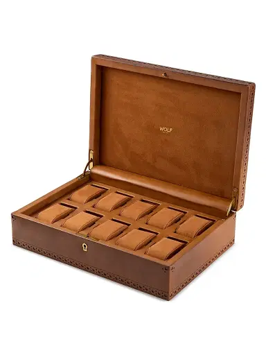 Wolf Designs Brogue 10-Piece Watch Box - Burnished Brown | Thumbnail 2 Wolf Designs Brogue 10-Piece Watch Box - Burnished Brown | Thumbnail 2