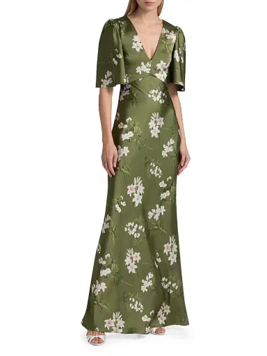 SACHIN BABI Women's Mae Floral Satin Gown - Moss Formosa | Thumbnail 3 SACHIN BABI Women's Mae Floral Satin Gown - Moss Formosa | Thumbnail 3