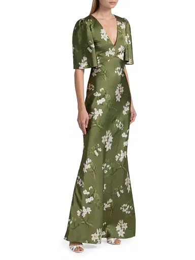 SACHIN BABI Women's Mae Floral Satin Gown - Moss Formosa | Thumbnail 4 SACHIN BABI Women's Mae Floral Satin Gown - Moss Formosa | Thumbnail 4