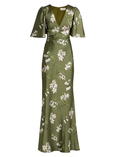 SACHIN BABI Women's Mae Floral Satin Gown - Moss Formosa | Thumbnail 1 SACHIN BABI Women's Mae Floral Satin Gown - Moss Formosa | Thumbnail 1