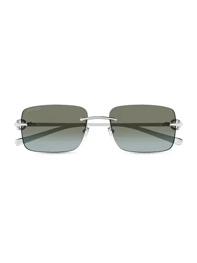 Gucci Men's Horsebit Top Bar 55MM Square Sunglasses - Silver Grey | Thumbnail 2 Gucci Men's Horsebit Top Bar 55MM Square Sunglasses - Silver Grey | Thumbnail 2