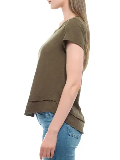 Wilt Women's Short Sleeve Mock Layer T-Shirt - Dark Olive | Thumbnail 4 Wilt Women's Short Sleeve Mock Layer T-Shirt - Dark Olive | Thumbnail 4