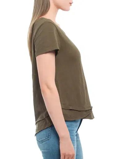 Wilt Women's Short Sleeve Mock Layer T-Shirt - Dark Olive | Thumbnail 6 Wilt Women's Short Sleeve Mock Layer T-Shirt - Dark Olive | Thumbnail 6