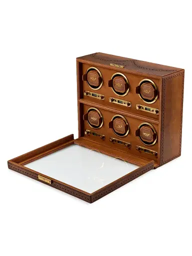 Wolf Designs Brogue 6-Piece Watch Winder - Burnished Brown | Thumbnail 2 Wolf Designs Brogue 6-Piece Watch Winder - Burnished Brown | Thumbnail 2