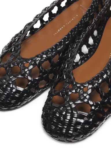 Giuseppe Zanotti Women's Woven Leather Ballet Flats - Nero | Thumbnail 2 Giuseppe Zanotti Women's Woven Leather Ballet Flats - Nero | Thumbnail 2