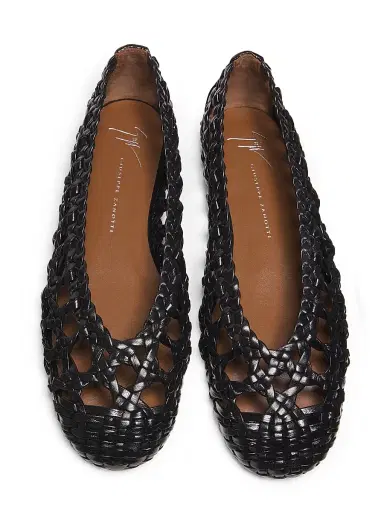 Giuseppe Zanotti Women's Woven Leather Ballet Flats - Nero | Thumbnail 4 Giuseppe Zanotti Women's Woven Leather Ballet Flats - Nero | Thumbnail 4