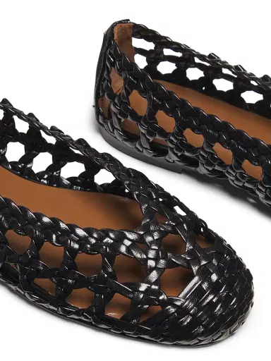 Giuseppe Zanotti Women's Woven Leather Ballet Flats - Nero | Thumbnail 6 Giuseppe Zanotti Women's Woven Leather Ballet Flats - Nero | Thumbnail 6