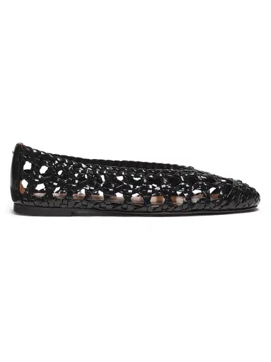 Giuseppe Zanotti Women's Woven Leather Ballet Flats - Nero | Thumbnail 1 Giuseppe Zanotti Women's Woven Leather Ballet Flats - Nero | Thumbnail 1