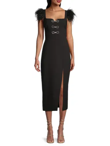 Likely Women's Rizzo Crystal Bow & Feather Midi-Dress | Thumbnail 2 Likely Women's Rizzo Crystal Bow & Feather Midi-Dress | Thumbnail 2