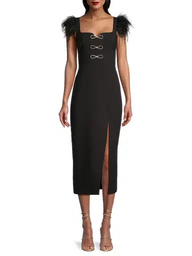 Likely Women's Rizzo Crystal Bow & Feather Midi-Dress | Thumbnail 3 Likely Women's Rizzo Crystal Bow & Feather Midi-Dress | Thumbnail 3