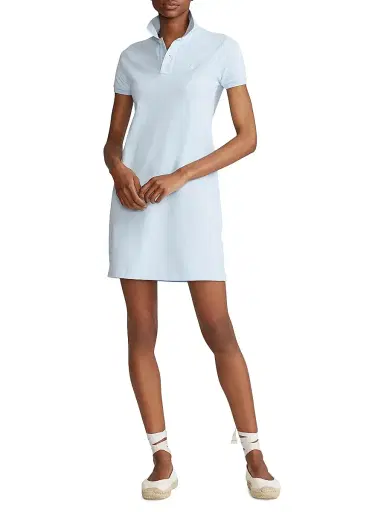 Polo Ralph Lauren Women's Cotton Mesh Short-Sleeve Polo Dress - Office Blue | Thumbnail 2 Polo Ralph Lauren Women's Cotton Mesh Short-Sleeve Polo Dress - Office Blue | Thumbnail 2
