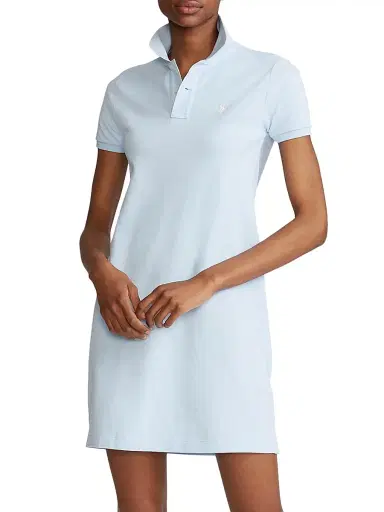 Polo Ralph Lauren Women's Cotton Mesh Short-Sleeve Polo Dress - Office Blue | Thumbnail 3 Polo Ralph Lauren Women's Cotton Mesh Short-Sleeve Polo Dress - Office Blue | Thumbnail 3
