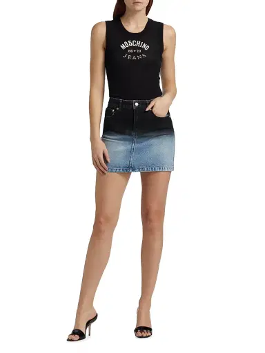 Moschino Jeans Women's Ombré Denim Miniskirt - Multi Black | Thumbnail 2 Moschino Jeans Women's Ombré Denim Miniskirt - Multi Black | Thumbnail 2