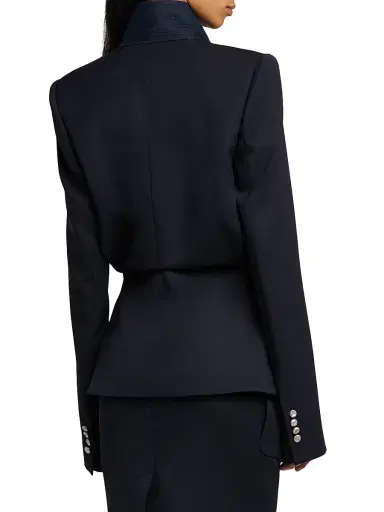 McQueen Women's Grained Wool Sculpted Blazer - Midnight Blue | Thumbnail 5 McQueen Women's Grained Wool Sculpted Blazer - Midnight Blue | Thumbnail 5