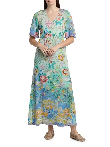 Johnny Was Women's Tami Printed Maxi Dress - Altair Scarf - Size XL | Thumbnail 2 Johnny Was Women's Tami Printed Maxi Dress - Altair Scarf - Size XL | Thumbnail 2