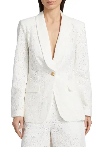 Elie Tahari Women's The Aria Eyelet Jacket - Sky White | Thumbnail 3 Elie Tahari Women's The Aria Eyelet Jacket - Sky White | Thumbnail 3