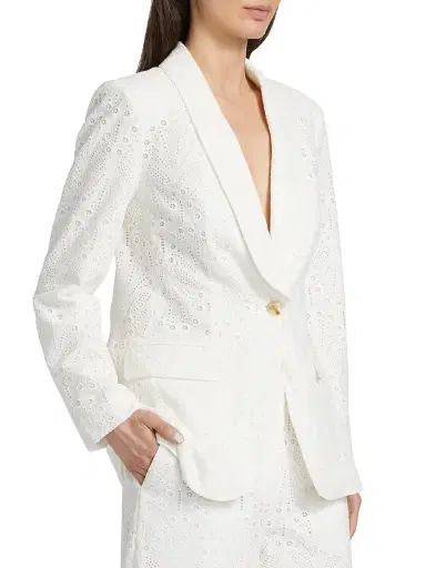 Elie Tahari Women's The Aria Eyelet Jacket - Sky White | Thumbnail 4 Elie Tahari Women's The Aria Eyelet Jacket - Sky White | Thumbnail 4