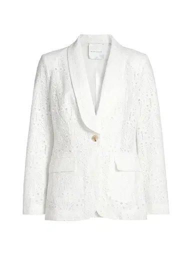Elie Tahari Women's The Aria Eyelet Jacket - Sky White | Thumbnail 1 Elie Tahari Women's The Aria Eyelet Jacket - Sky White | Thumbnail 1