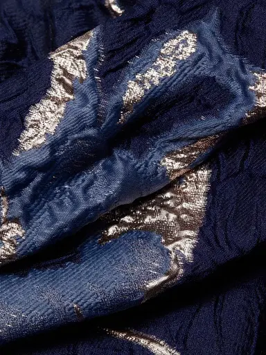Teri Jon by Rickie Freeman Women's Floral Jacquard Off-The-Shoulder A-Line Gown - Navy Multi | Thumbnail 7 Teri Jon by Rickie Freeman Women's Floral Jacquard Off-The-Shoulder A-Line Gown - Navy Multi | Thumbnail 7