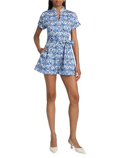 Alice + Olivia Women's Lucy Geometric Cotton-Blend Romper - Solstice - Size 14 | Thumbnail 2 Alice + Olivia Women's Lucy Geometric Cotton-Blend Romper - Solstice - Size 14 | Thumbnail 2