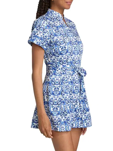 Alice + Olivia Women's Lucy Geometric Cotton-Blend Romper - Solstice - Size 14 | Thumbnail 4 Alice + Olivia Women's Lucy Geometric Cotton-Blend Romper - Solstice - Size 14 | Thumbnail 4