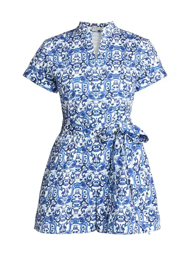 Alice + Olivia Women's Lucy Geometric Cotton-Blend Romper - Solstice - Size 14 | Thumbnail 1 Alice + Olivia Women's Lucy Geometric Cotton-Blend Romper - Solstice - Size 14 | Thumbnail 1