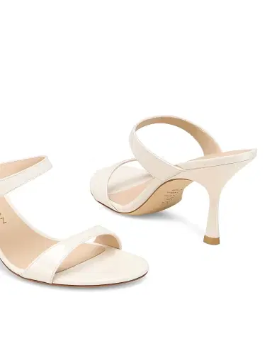 Stuart Weitzman Women's Nudist 85MM Leather Slip-On Sandals - Cream | Thumbnail 4 Stuart Weitzman Women's Nudist 85MM Leather Slip-On Sandals - Cream | Thumbnail 4