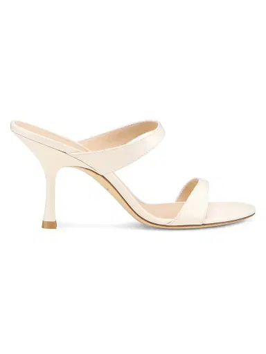 Stuart Weitzman Women's Nudist 85MM Leather Slip-On Sandals - Cream | Thumbnail 1 Stuart Weitzman Women's Nudist 85MM Leather Slip-On Sandals - Cream | Thumbnail 1