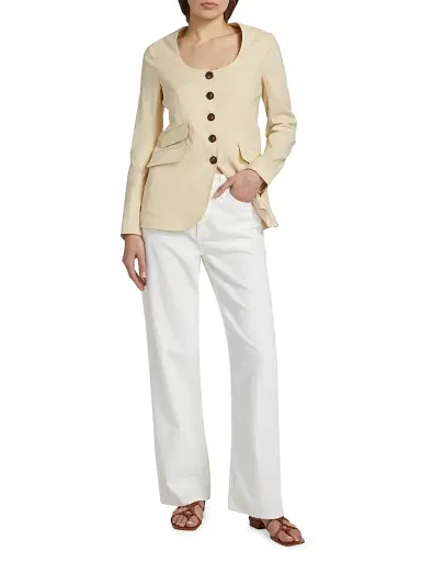 rag & bone Women's Roslyn Collarless Linen-Blend Blazer - Light Tan | Thumbnail 2 rag & bone Women's Roslyn Collarless Linen-Blend Blazer - Light Tan | Thumbnail 2