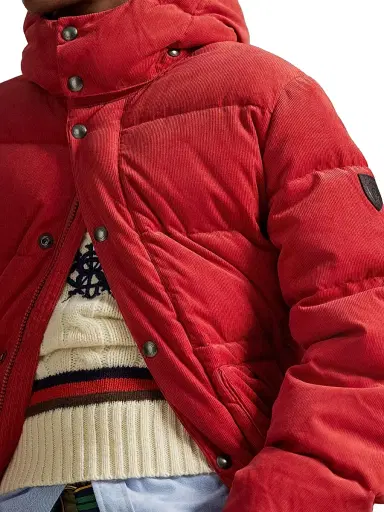 Polo Ralph Lauren Men's The Wainwright Corduroy Hooded Down Jacket - Spring Red | Thumbnail 6 Polo Ralph Lauren Men's The Wainwright Corduroy Hooded Down Jacket - Spring Red | Thumbnail 6