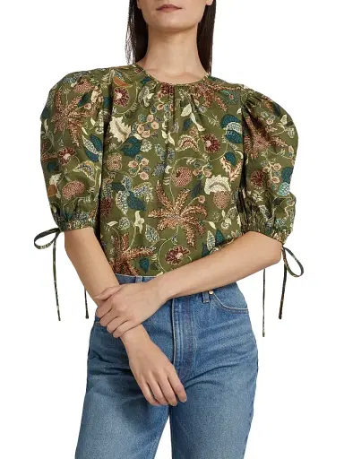 Ulla Johnson Women's Coralie Floral Poplin Blouse | Thumbnail 3 Ulla Johnson Women's Coralie Floral Poplin Blouse | Thumbnail 3