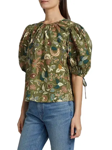 Ulla Johnson Women's Coralie Floral Poplin Blouse | Thumbnail 4 Ulla Johnson Women's Coralie Floral Poplin Blouse | Thumbnail 4