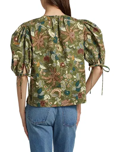 Ulla Johnson Women's Coralie Floral Poplin Blouse | Thumbnail 5 Ulla Johnson Women's Coralie Floral Poplin Blouse | Thumbnail 5