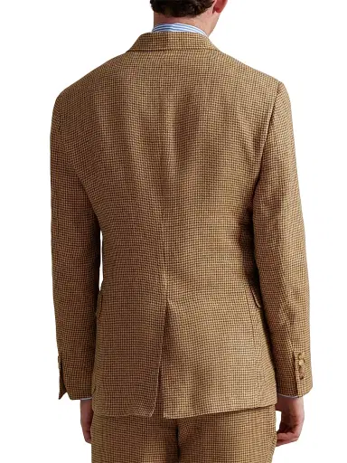 Polo Ralph Lauren Men's Houndstooth Overcheck Linen Blazer - Tan Brown | Thumbnail 4 Polo Ralph Lauren Men's Houndstooth Overcheck Linen Blazer - Tan Brown | Thumbnail 4