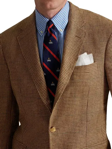 Polo Ralph Lauren Men's Houndstooth Overcheck Linen Blazer - Tan Brown | Thumbnail 5 Polo Ralph Lauren Men's Houndstooth Overcheck Linen Blazer - Tan Brown | Thumbnail 5