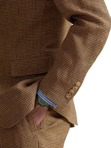 Polo Ralph Lauren Men's Houndstooth Overcheck Linen Blazer - Tan Brown | Thumbnail 6 Polo Ralph Lauren Men's Houndstooth Overcheck Linen Blazer - Tan Brown | Thumbnail 6