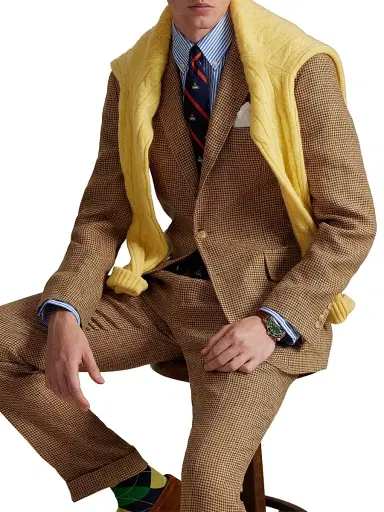 Polo Ralph Lauren Men's Houndstooth Overcheck Linen Blazer - Tan Brown | Thumbnail 7 Polo Ralph Lauren Men's Houndstooth Overcheck Linen Blazer - Tan Brown | Thumbnail 7